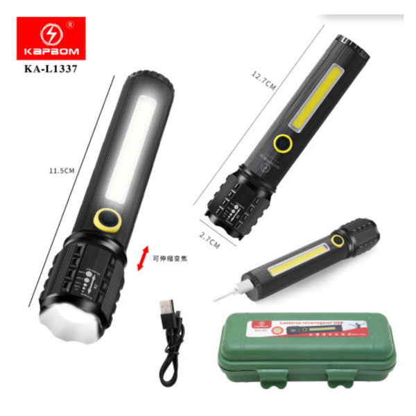 Mini Lanterna LED Recarregável com Luz Lateral Kapbom KA-L1337