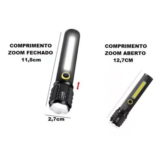 Mini Lanterna LED Recarregável com Luz Lateral Kapbom KA-L1337